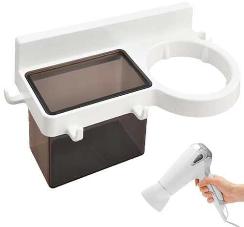 Porta-phon Porta Asciugacapelli da Parete Porta Phon Bagno da Muro Mensola di Asciugacapelli da Muro Porta-phon Senza Foratura Porta Phon e Piastra Supporto Asciugacapelli Autoadesivo per Bagno