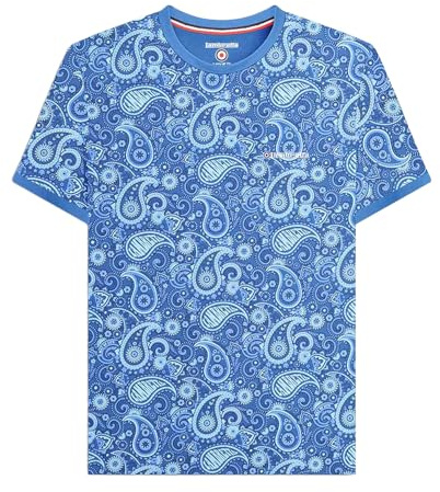 Lambretta Mens Paisley Brand Short Sleeve T-Shirt - Dark Blue - L