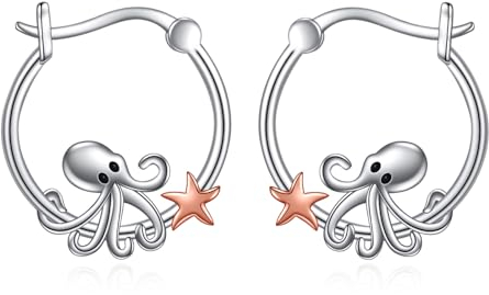 POPLYKE Oktopus Ohrringe für Frauen Sterling Silber Octopus Ohrringe Strand Schmuck Geschenk für Mädchen (Octopus)