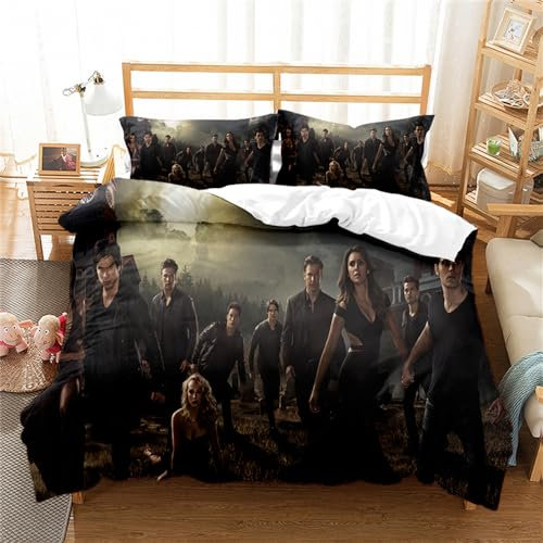 Ste-X Bettwäsche-Set Vampire Diaries, Bettbezug-Set Für Jungen Und Mädchen, Junior-/Kinderbett, Wendbar, Schöner Bunter Bettdeckenbezug (135x200cm,TVD 03)