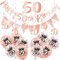 RONGZUBAT 18Pcs Rose Gold 50th Birthday Decorations Set: Banner, Triangular Bunting, 50 Foil Hanging Swirls, Confetti Balloons, Number for Women's 50th Birthday Party