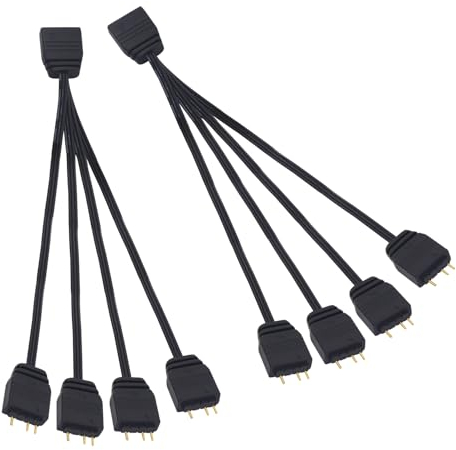 LANMINGLEL ARGB Splitter Cable 5V 1 Female to 4 Male 3 Pin Argb Extension Cable for Expand Computer PC ARGB Fans and ARGB Led Series 2 Pack (1 to 4)