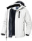 Rdruko Skijacke Herren Winterjacke Snowboardjacke Warme Fleece GefüTtert Winter Jacke Wasserdicht Funktionsjacke Männer Outdoor Wanderjacke mit Kapuze-Weiß XL