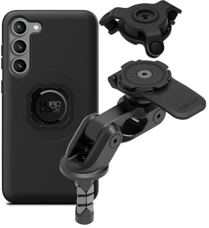 Quad Lock Support Téléphone pour Fourche de Moto Pro avec Amortisseur de Vibrations et Coque MAG pour Galaxy S23+