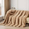 Boqingzhu Kuscheldecke Beige Braun Khaki 220×240cm Flauschig Warm Weich Dick Sofadecke Couchdecke Wohnzimmer Decke Plüschdecke