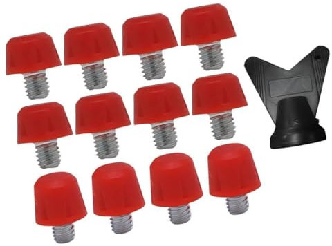 Generic 12 Piezas de Clavos para Zapatos de fútbol, Clavos para Zapatos de fútbol, cómodos, de 8 mm y 11 mm, con Llave, Tacos de Rugby para Adidas, Rojo