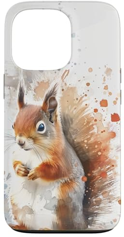 Lebendiges Eichhörnchen Aquarell Splash Bunte Wildtiere Kunst Hülle für iPhone 13 Pro