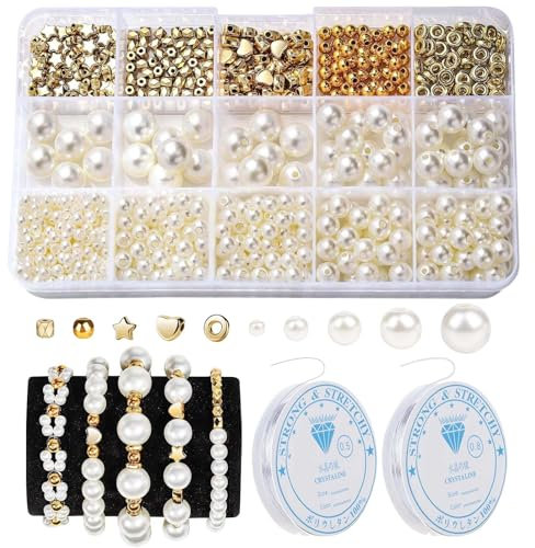 SDFLKAE 720 Stück Perlen für Armbänder Selber Machen Perlenset zum Auffädeln Bastelperlen DIY Set Erwachsene Perlenkette Schmuck Geschenke für Mädchen Schmuckherstellung ﻿