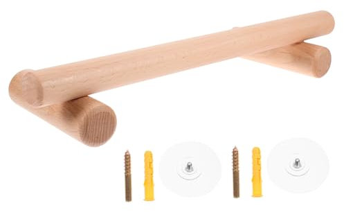 jojofuny Toallero De Madera Maciza Barra Única para Colgar Toallas Sin Taladro Soporte Compacto para Baño y Cocina Acabado Pulido Resistente Manchas