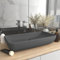 Myheimly Luxus Waschbecken Rechteckig Waschtisch Aufsatzwaschbecken Waschplatz Handwaschbecken Aufsatzwaschtisch 71x38cm Keramik Matt-Dunkelgrau