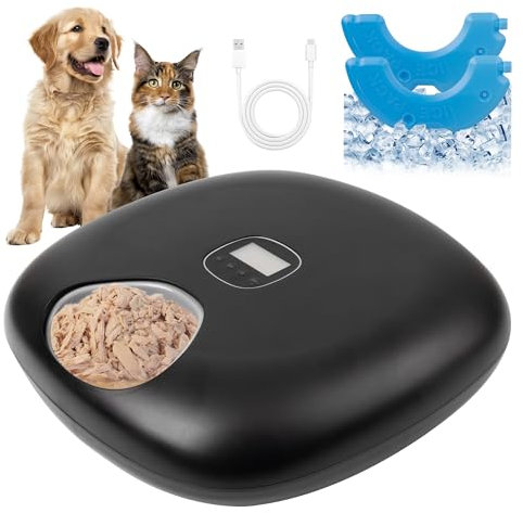 Pet Prime 6-Cell Automatic Cat Feeder with 2 Ice Packs Timed Wet/Dry Food Dispenser for Dog Rechargeable Pet Food Bowl with Timer
