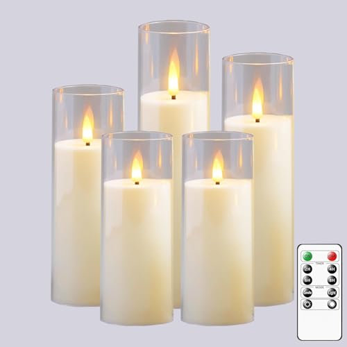 CHLDYCST Flammenlose LED Kerzen mit Zauberstab Fernbedienung, schwebende flackernde Kerzen, LED Stabkerzen für Weihnachten, Halloween Dekoration (5 Stück-Weiß)