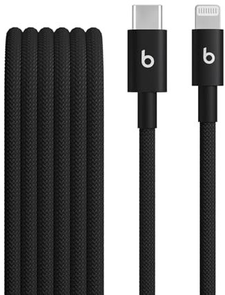 Beats USB-C to Lightning Woven Cable, Fast Charging, Durable/Tangle-Free, Compatible Charger for Apple Devices w Lightning Ports (1.5 m) – Bolt Black