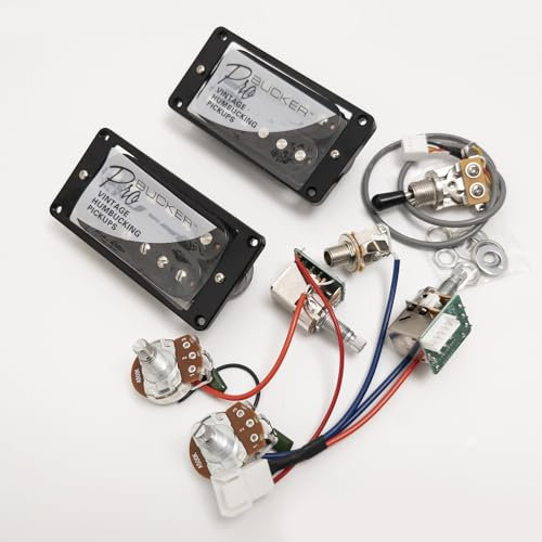 Pro Bucker Alnico 2 micros Humbucker manche et chevalet avec bornes à connexion rapide 2 V2T faisceau de câblage pour pièces de guitare Gibson Les Paul (noir)