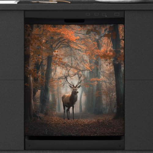 Herbstwald, Hirsch, Geschirrspüler-Magnetabdeckung für Waschmaschine, Kühlschrank, wiederverwendbar, wasserdicht, elektrische Abdeckung