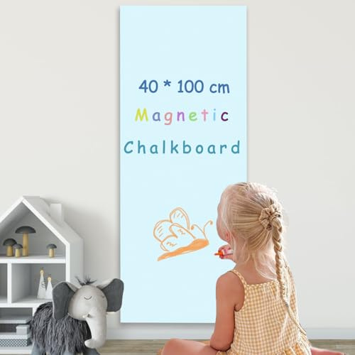 Umtiti 40 x 100 cm Magnetic Chalkboard Contact Paper for Wall,Peel and Stick Self Adhesive Blackboard Wall Decal Roll for Home School, Blue,40100BU