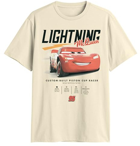 Disney Pixar Cars Lightning McQueen Stats Adult T-Shirt