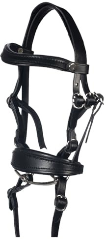 HKM Kids Trense Basic Englisches Reithalfter Hobby Horsing, Black, One Size | Englisches Reithalfter, inklusive Zügel und Gebiss, individuell einstellbar, austauschbares Stirnband
