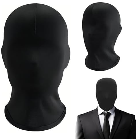 CERCTLA 2 Pcs Black Full Face Mask, Unisex Halloween Faceless Mask, Full Head Cover Polyester Masks, Morph Face Cover, for Halloween, Cosplay, Party, Carnival Night Role Playing