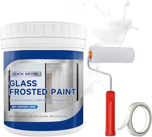 Miioto 500G Milchglasfarbe,Fenster Sichtschutzfolie,Milchglasmalen für Glas | Wasserbasierte Sichtschutz Fenster mit Werkzeug, Matt Undurchsichtig, Geeignet Blickdicht Glass Paint für Bad, Küche, Büro