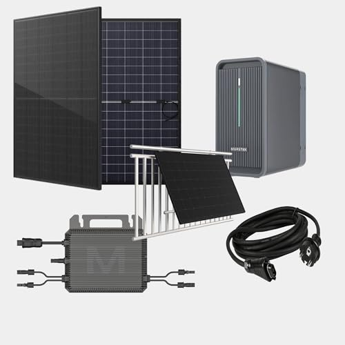 920W Balkonkraftwerk Komplettset mit Marstek Speicher B2500D 2,24kWh | M2-800W Wechselrichter App, WLAN | 2X 460W Bifaziale Glas-Glas Solarmodule | Balkonhalterung