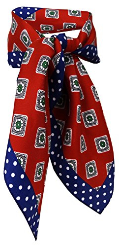TigerTie Nickituch in rot grün grau blau weiss gemustert - 50 x 50 cm - 100% Seide