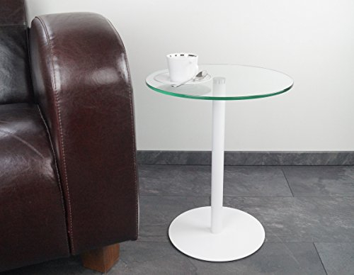 Table basse ronde Johanna en verre blanc mat Ø 40 x H 50 cm