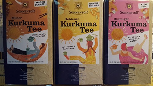Kurkuma Tee Bio Gewürz-Kräuterteemischungen SONNENTOR 3er Set = 99g