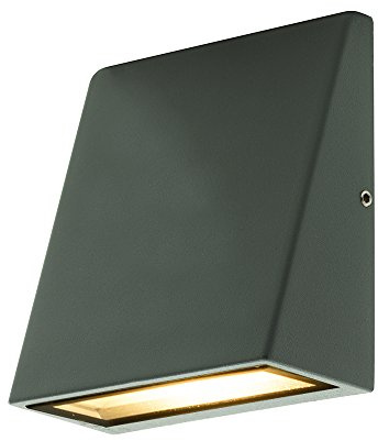 Luceco Outdoor Wedge LED Wall Light with Slimline Design, Decorative Exterior Lighting for Porches, Driveways and Gardens, Grey Slate, IP54, 3.2W, 120lm, 3000K, LEXD3WDG3