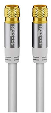 goobay Sat Antennenkabel 2m, 135dB 4-fach geschirmt, Koaxialkabel mit F-Stecker auf F-Stecker, reines Kupfer, vergoldet, für 4K 8K UHD DVB-S2 TV - 70600