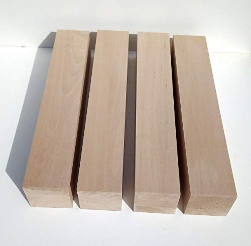 4 Tischfüße Kanthölzer Buche massiv, drechseln. Maße : 90x90mm stark. Hobelware. (9x9x10cm lang)