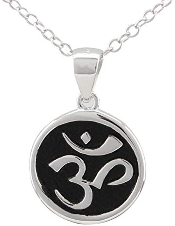 Serebra Jewelry Om Aum Namaste Anhänger Halskette aus 925 Sterlingsilber Hindu Hinduismus Buddha Buddhismus