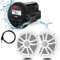 Sistema di altoparlanti stereo Marine Audio System, Bluetooth, MP3 USB AM FM Stereo marino - 2 x 6.5 pollici altoparlanti bianchi, antenna