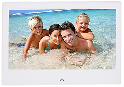Cadre Photo numérique, écran IPS 7 en 16: 9 1024 * 600 HD Album vidéo électronique Support de Cadre Photo électronique Calendrier d'horloge, pour Ordinateurs Portables, Ordinateurs, tablettes(Blanc)
