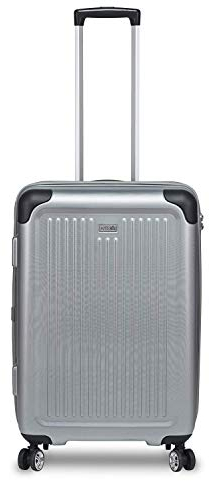 Stratic Stripe Hartschalen-Koffer Trolley Reisekoffer Handgepäck Rollkoffer mit TSA-Schloss 4 Rollen besonders leicht und leise, S, Silver