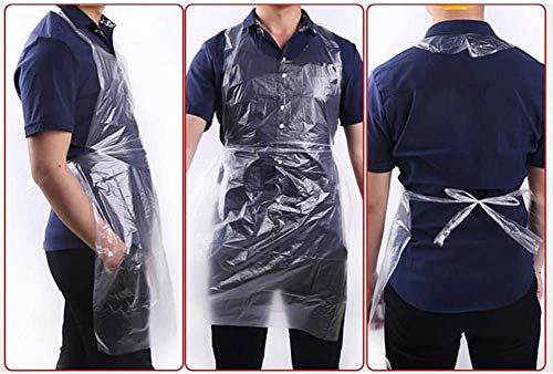 100 Stück Schürzen,Einweg Schürze Einmal Schürzen für Männer Damen,PE Schürzen Transparent wasserdichte Verstellbare Küchen Kochschürze Schürze für Restaurant, Bäckerei, Floristen, Geschäft