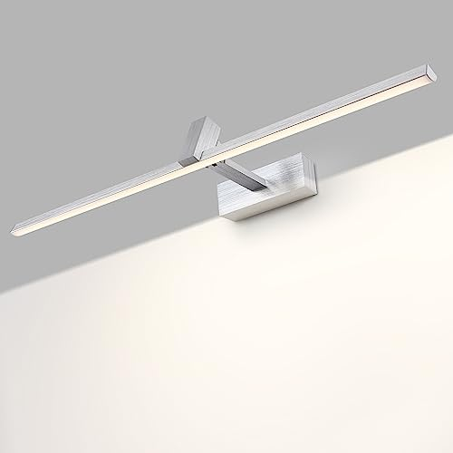MantoLite Silber Gebürstet LED Spiegel Lampen 60CM 12W Verstellbare Wandleuchten Beleuchtung Waschtisch Wandleuchte 4000K Kosmetikspiegel Leuchten Acryl Bild Licht Nachttischlampe