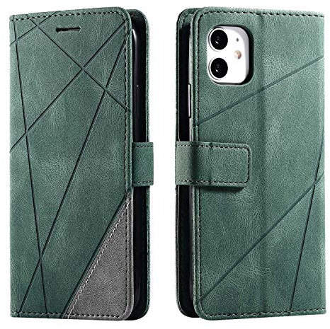 SONWO Case for iPhone 11 Case, Premium Leather Flip Wallet Case Magnetic Closure Card Slots Kickstand Phone Case for iPhone 11, Green