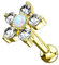 Piercingfaktor Piercing 585 Gold Stecker Knorpel Daith mit Blume und Opal Kristall Glitzer Ohr Cartilage Tragus Helix Ohrpiercing Barbell Stab Gelbgold
