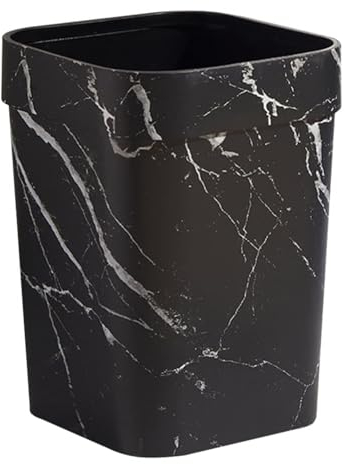 Zerodeko Marble Pattern Trash Can, Square Small Trash Can, Plastic Garbage Container Waste Paper Basket for Bathroom Bedroom Living Room Kitchen Office