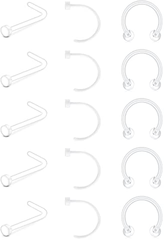 Briana Williams Nasenpiercing Bioflex Retainer Set Klar Nasenstecker Nasenring Flexible Kunststoff Bioflex Piercing