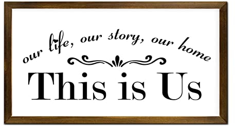 This is Us Our Life Our Story Our Home Holzrahmen Schilder Spruch Zitat Holz Hängeschild Rustikale Hängende Wandschilder Dekor für Zuhause Badezimmer Indoor Küche Garten 30,5 x 55,9 cm