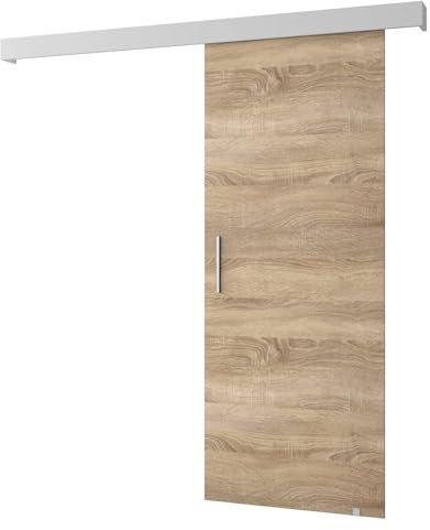 ABIKSMEBLE Salwador 1 Set di Porte Scorrevoli con Copertura del Binario - Porte Scorrevoli per Pareti Interne - Porte per Mansarda ad Incasso - Costruzione Solida - 90 x 204 cm - Sonoma