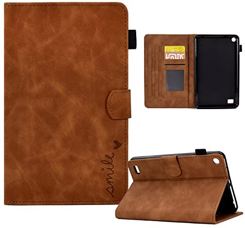 for Amazon Kindle Fire 7 2019/2017/2015 Embossed Smile Flip Tablet Leather Case