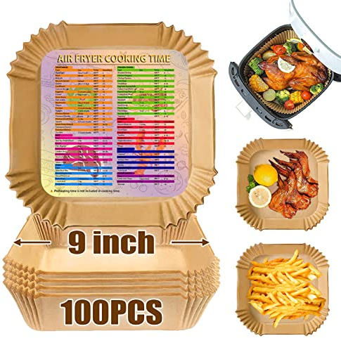 Air Fryer Liners for Tefal Dual Zone 8.3L and Philips Dual Basket 9L Air Fryer, 200PCS Air Fryer Parchment Paper Liners, Disposable Paper Liners Oil-Proof, Food Grade Baking Paper