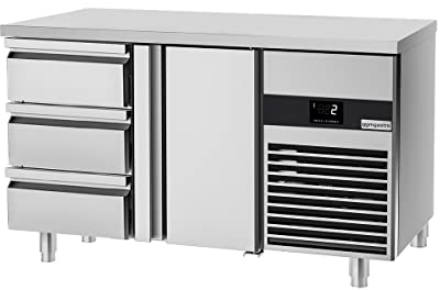 GGM Gastro | KTF147ND-EF#1T#3S | Kühltisch PREMIUM - 1400x700mm - mit 1 Tür & 3 Schubladen