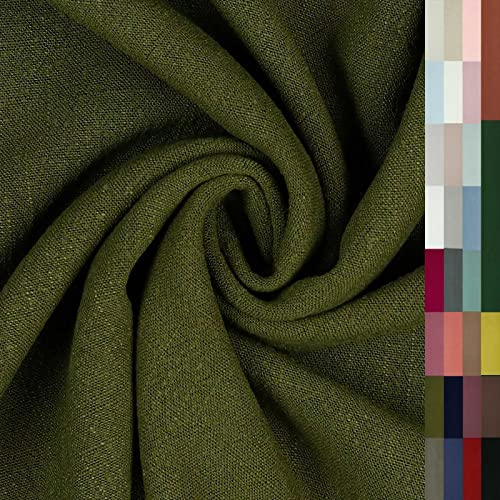 Viskose Leinen Stoff 29 Farben ab 0,5m x 1,37m Kleiderstoff Kostümstoff Sommer, Farbe:022 - khaki