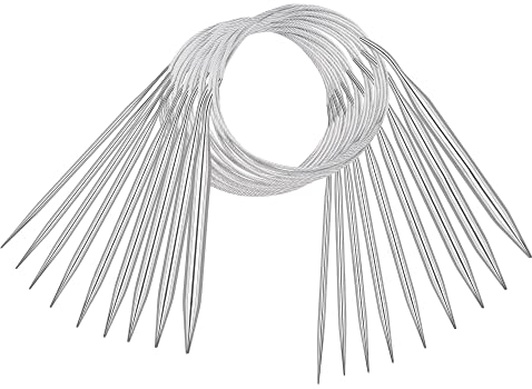 Coopay 9 Stück Rundstricknadel Set 120 cm Lange Edelstahl Rundstricknadeln 2,5-10 mm Stricknadeln Rundstricknadel für Anfänger, Stark Rundstricknadeln für Pullover, Schal, Decke oder Großes Projekt