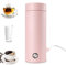 Mini Bouilloire Electrique de Voyage, 400 ml Petite Bouilloire Electrique en Acier Inoxydable, 3 en 1 Tasse Chauffante Electrique, Ebullition Rapide et Arrêt Automatique pour Thé, Lait, Café (ROSE)