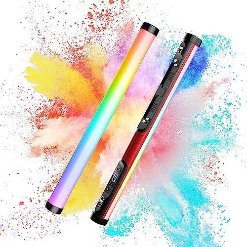 GVM LED Video Lichtstab für Foto und Videografie, 25W BD25R RGB Videoleuchte LED, 60cm RGB Fotolicht mit DMX/APP 2700K-10000K LED Studiolicht mit 12 Szeneneffekten für Fotografie Studio YouTube Video